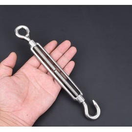 M10 Turnbuckle,3/8" (10mm) Thread Stainless Steel Hook & Eye Alele Stainless Steel 304 Turnbuckles Heavy Duty Wire Rope Tension 4pcs