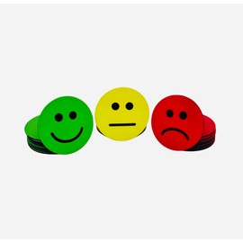 30 feedback magnets (10 green smiling / 10 yellow neutral / 10 red sad faces) / diameter 3 cm / for school, work and home (diameter = 3 cm)