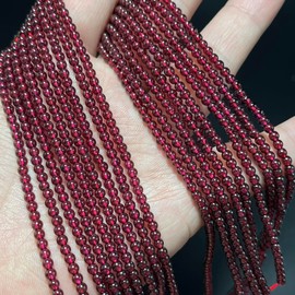 Apocalyptic-K Ladies Stone Bracelet &925 Sterling Silver/Gold,│4MM│,Tourmaline,Obsidian,Agate,Crystal，Hand Woven （Size Adjustable）. (Garnet)