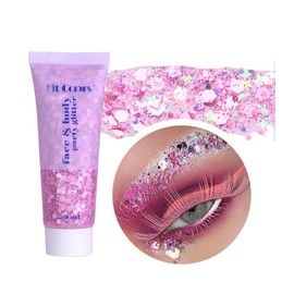 Body Glitter Gel, Face Glitters Body Gel Sequins Shimmer Liquid Eyeshadow, Mermaid Sequins Liquid Holographic Glitter Gel, Chunky Glitter for Face Hair Nails (Pink)