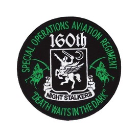 Bayonet Design TM - 160th S.O.A.R. Patch - Night Stalkers - Death Waits in The Night - 5" Embroidered Patch with Wax Backing and merrowed Edge - Special Operations Aviation Regiment