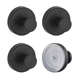 Luazvilkpsar Pack of 4 Suction Cup Hooks, Suction Hooks, Extra Strong, Bathrobe Hooks, Black Suction Cups, Thread Hooks, Towel Hooks, for Bathroom, Kitchen, Office (Black)