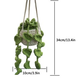 Crochet Car Accessories,Cute Potted Plants Crochet Car Mirror Hanging Accessories,Handmade Knitted Rearview Mirror Accessories Hanging Car Accessories Car Ornament