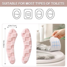 Thick and Warm Plush Toilet Seat Cover – Washable, Reusable Cushion with TPR Adhesive & Checkered Pattern for Comfort & Insulation (Pink)