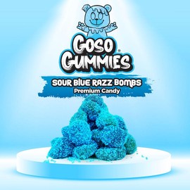 Goso Gummies Sour Blue Razz Viral Gusher Bombs Candy – 6oz Fruity Explosion, Tangy Blue Raspberry Flavor, Chewy Fruit Snack Treat for Kids & Adults