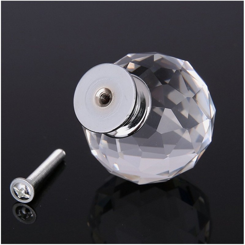 NUODWELL 8 Pcs Spherical Drawer Knob Crystal Pull Handles Cupboard
