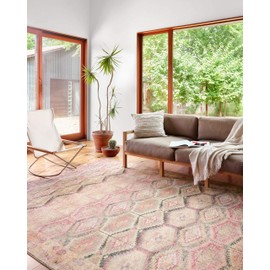 Loloi II Layla LAY-17 Printed Pink / Lagoon Area Rug 7'-6" x 9'-6"