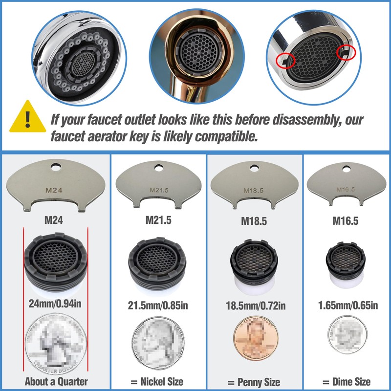 2025 Upgraded 304 Stainless Steel Faucet Aerator Key –Universal Fit