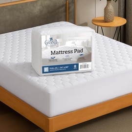 The Grand Hotel Collection Full XL Size Mattress Pad - Thin, Lightweight, and Breathable Mattress Pad - Ideal for Hot Sleepers & Plush Mattresses - Stretch Fits up to 15" - Easy to Wash (54 x 80)