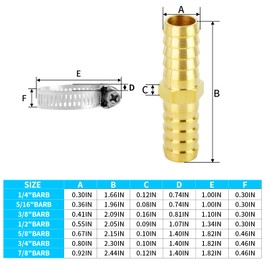 ChillWaves Brass Hose Barb Fittings, Splicer Mender Union 1/2" Barb x 1/2" Barb with Hose Clamp Hose Repair Kit For Water/Fuel/Air(3-PACK)