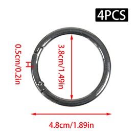 4 Pcs 1 1/2" Metal O Ring Keychain Rings Black Spring O Rings