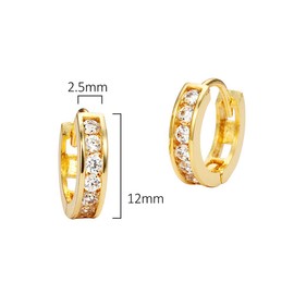 14k Yellow Gold 12mm x 2.5mm Channel Huggie Children Baby Girls Earrings