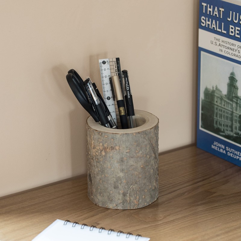 Vintiquewise Set of 3 Rustic Wooden Round Handcrafted Holder Organizer