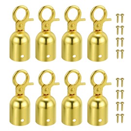 PATIKIL 1.1"x3" Stanchion Rope End Stopper, 8 Pack Cord End Caps Barrier Rope End Cap Snap Hooks for Crowd Control Queue Divider, Golden