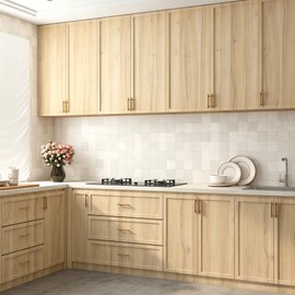 FunStick Light Oak Wood Contact Paper for Countertops Waterproof Self Adhesive Natural Brown Wood Wallpaper Peel and Stick Countertop Contact Paper Wood Grain Contact Paper for Cabinets Kitchen Table