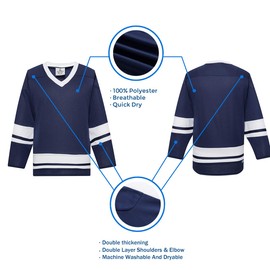 EALER H400 Series Blank Ice Hockey Practice Jersey League Jersey for Men and Boys - Senior and Junior - Adult and Youth Navy/White