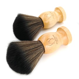 Menesia Small Barber Neck Duster Tool - Wooden Handle Hair Cutting Brush & Duster for Barbers (Penguin)