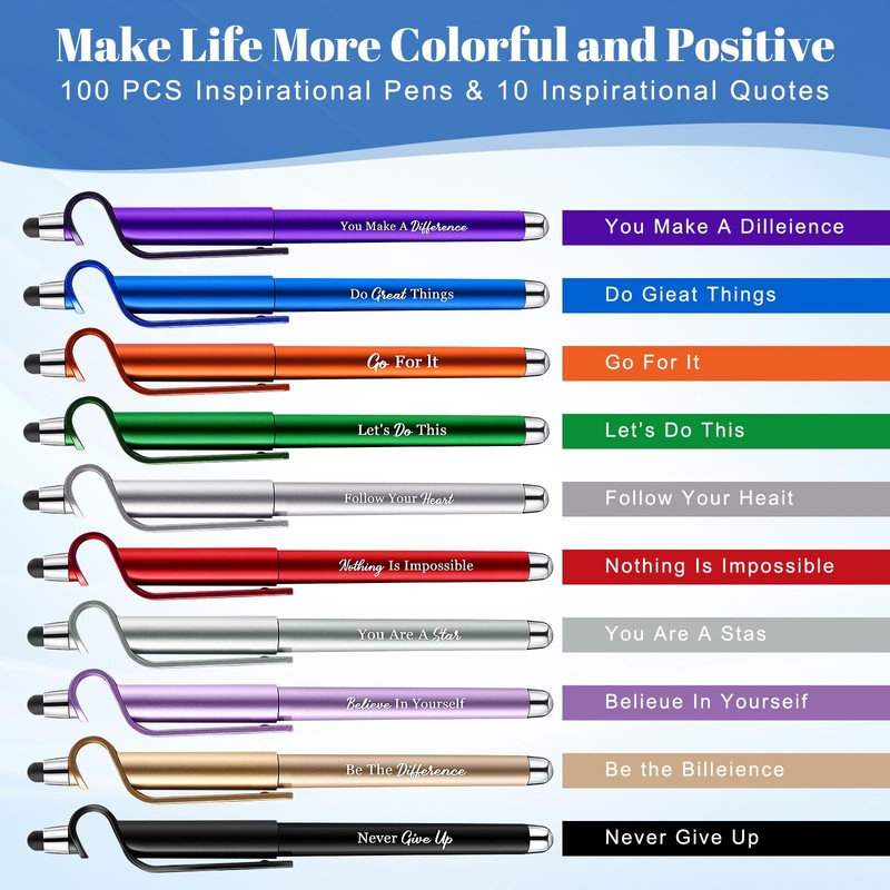 Sayglossy 100 Pcs Inspirational Pens Bulk Motivational Ballpoint Pen with