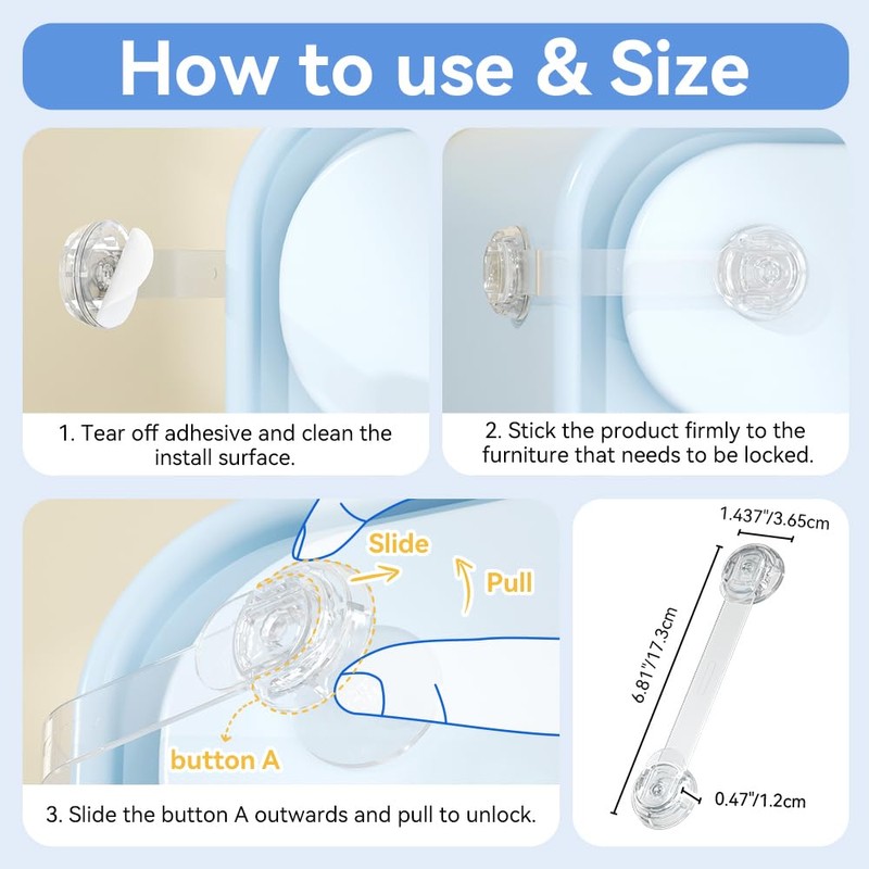 SAFELON 6 PCS Child Safety Locks, Cupboards Straps Locks, Baby