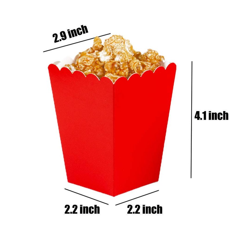 Red White Popcorn Boxes Cardboard Popcorn Favor Containers,Pack of 24
