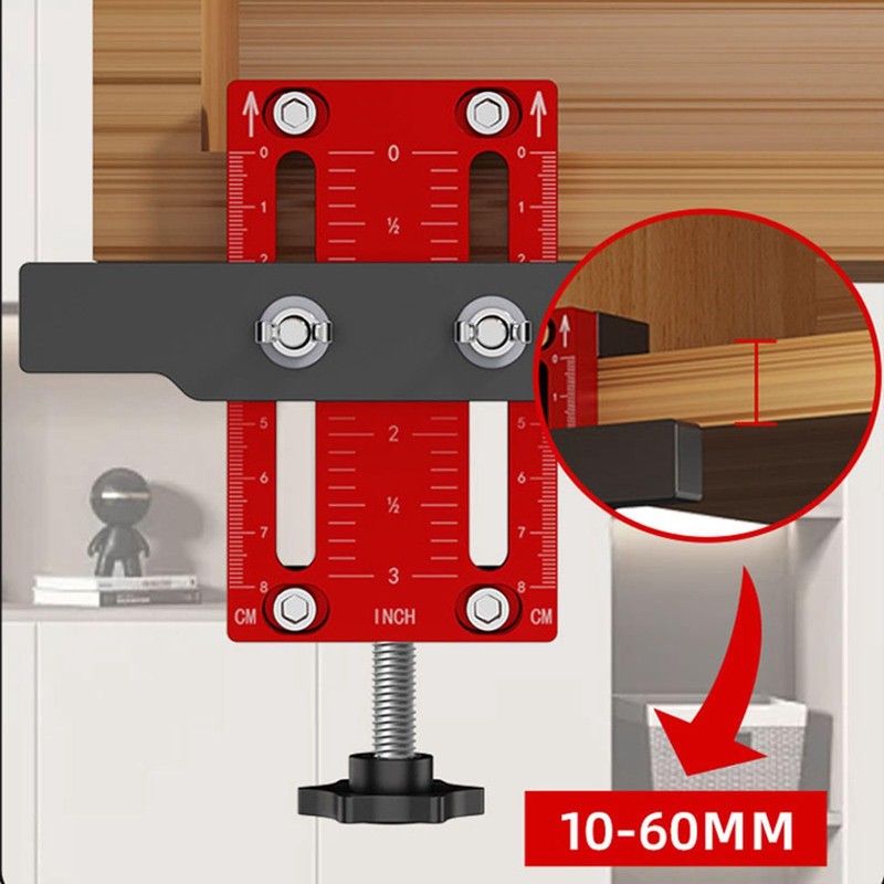 Cabinet Door Mounting Jig, Aluminum Alloy Support Arm and Clamp,