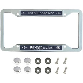 Not All Those Who Wander are Lost License Plate Frame,Traveller Gift Aluminum Alloy License Plate Frame,Tour Travel Quote License Plate Frame for Travel Lovers with Screws Caps