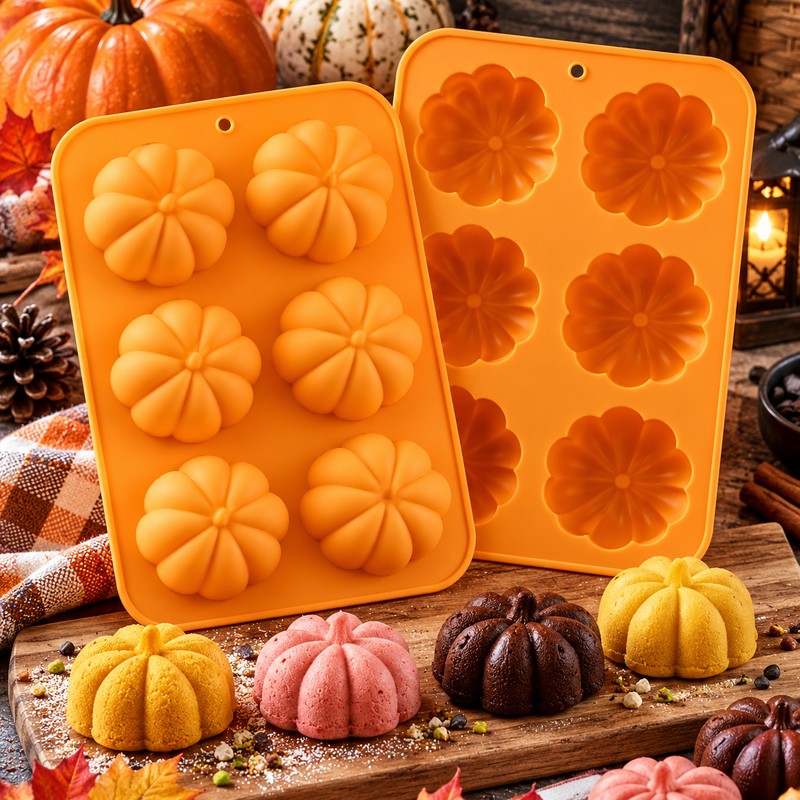 Pumpkin Silicone Mold for Fall Treats – 6-Cavity Tray for