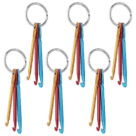 Zuoyou 6 Sets Mini Crochet Hook Keychain with 40pcs Plastic Colored Stitch Markers, Aluminum Crochet Knitting Needles 3 Sizes/Set (3mm/4mm/5mm)