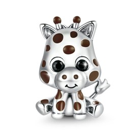 GNOCE Baby Giraffe Charms Bead Sterling Silver Dangle Animals Charm Beads Fit Bracelet/Necklace Gift for Women Girls Daughter, Silver