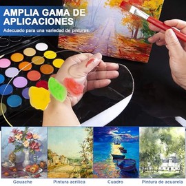 2 PCS Paleta de Pintura Acrílica Transparente, Bandeja de Mezcla de Color de Pintura de Forma Ovalada, con Tres Cepillos, Fácil De Limpiar, para Todos Los Entusiastas de La Pintura (Transparencia)