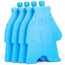 Ice Pack for Lunch Box and Cooler, BPA Free, Reusable and Long Lasting, Slim and Lightweight Design,Polar Bear Style Set of 4, （Blue）
