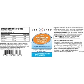 GeriCare Slow Magnesium Chloride & Calcium Tablets – Nutritional Supplement, 60