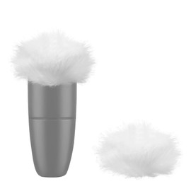 Geekria for Creators Furry Windscreen for 0.2'' (5mm) Diameter Microphone, Mic DeadCat Wind Cover Muff, Windbuster, Fluff Cover Windshield Compatible with Rode Lavalier, SmartLav+ (White / 2 Pack)