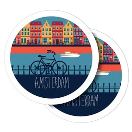 Amsterdam Netherlands Holland 10cm Round Vinyl Sticker Decal Laptop Tablet Luggage Scrapbooking Refrigerator #58780