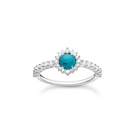 THOMAS SABO TR2344-405-17 Women's Ring Turquoise Stone with White Stones 925 Sterling Silver, Sterling Silver, Cubic Zirconia