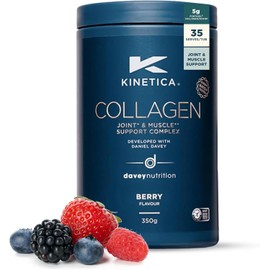 Kinetica Sports Collagen Powder - Berry Flavour | 350g | 5g FORTIGEL Bovine Collagen/Serve, 320mg Vitamin C, 5μg Vitamin D, 100mg Hyaluronic Acid & 500mg Glucosamine Sulphate | Joint & Muscle Support