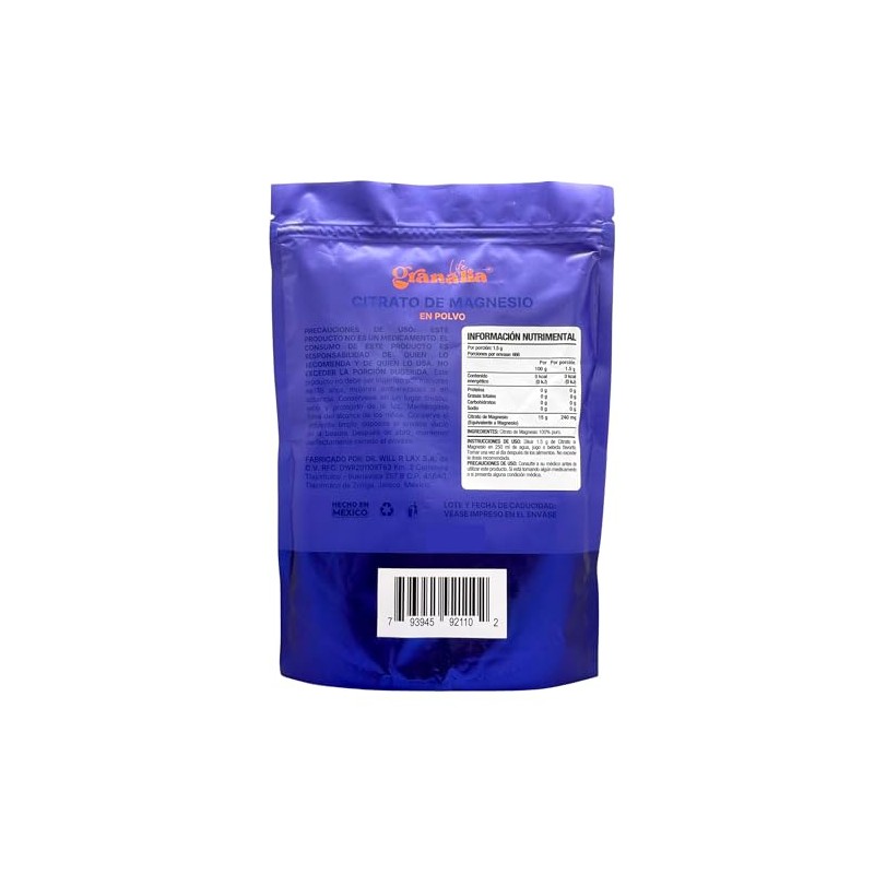 Life Citrato de Magnesio Puro 1 kg + Citrato de