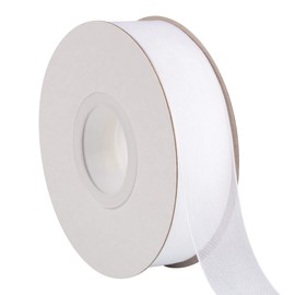 TEKDEERE 1" Sheer Organza Ribbon, White Shimmer Chiffon Ribbon for DIY Crafts Wedding Party Decorations, Gift Wrapping Bridal Bouquets (50 Yards)