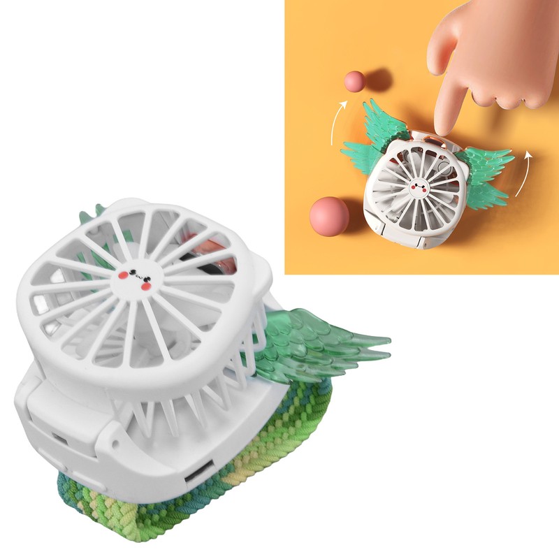 Mini Watch Fan Angel Wing Design USB Charging Wireless Braided