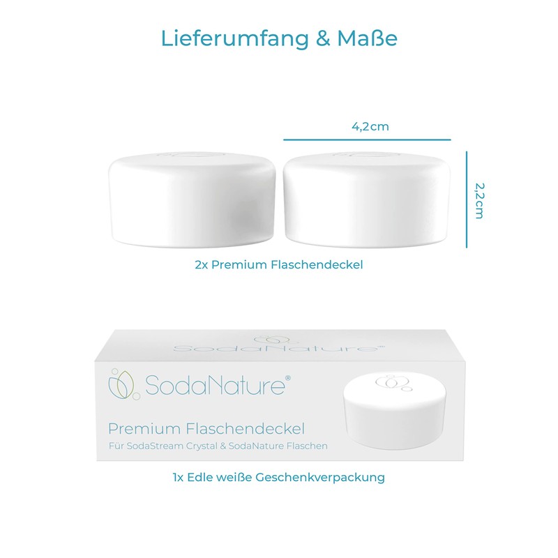 SodaNature® 2 x Premium Bottle Caps for SodaStream Crystal Bottles,