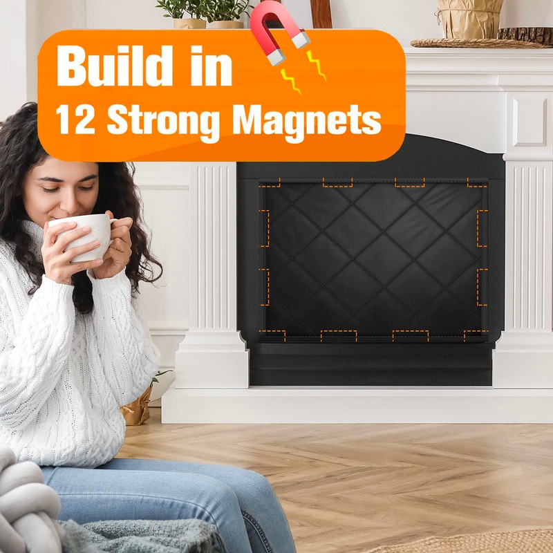 Magnetic Fireplace Draft Cover, Fireplace Blocker Blanket for Heat Loss,