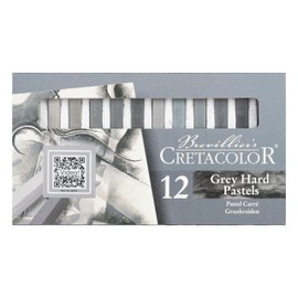 CRETACOLOR Grey Hard Pastels, Grey Chalks, Pack of 12, High Pigmentation and Lightfastness, Mixable, Can Be Mixed with Water