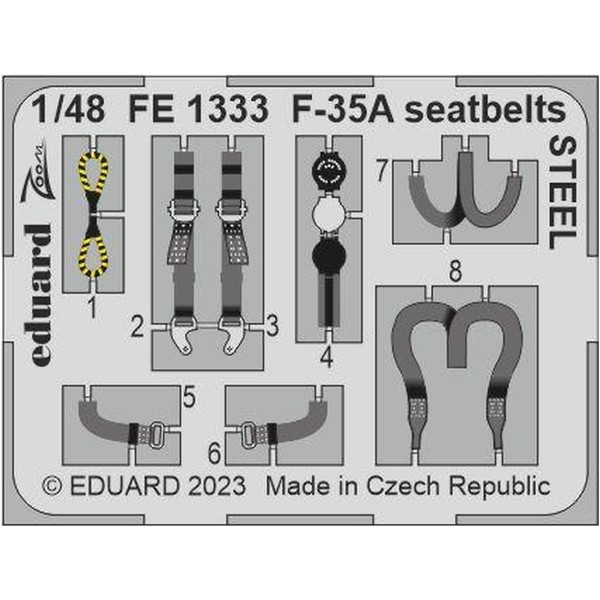 Eduard EDUFE1333 1/48 Zoom Series Lockheed Martin F-35A Lightning 2 Seat Belt, Stainless Steel (For Tamiya) Plastic Model Parts