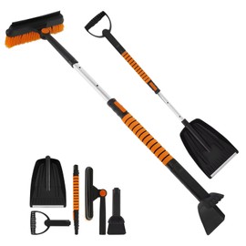 Gift2u 5-in-1 Snow Shovel Ice Removal Extendable Ice Scraper Snow Brush Pivoting Brush Head Detachable Shovel Ice Scraper and Deicer Brush Snow Removal for Windshield Window Trucks Suvs