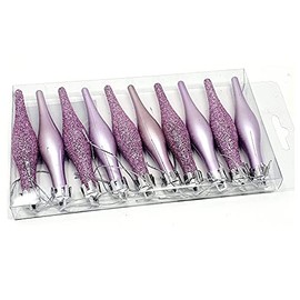 10x LILAC Christmas Droplets Baubles / Tree Decorations Droplet Purple