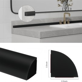 Flexible Quarter Round Molding, Peel and Stick Rubber Trim Molding,Wall Corner Ceiling, Backsplash Tile Edge,Countertops,Baseboard,Floor,Bathrooms,Kitchens (Black, 39inch)
