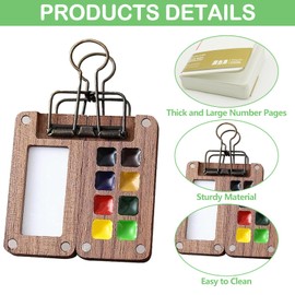 8 Grids Wood Travel Paint Palette Kit, Miniature Watercolor Painting Palette Kit, Wood Pocket Artist Watercolor Travel Set Portable Watercolor Palette Box Kit with Brush Clip Sketchbook(No pigment)