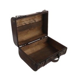 Gatuida Vintage Wooden Suitcase Decorative Storage Box Antique Travel Chest for Jewelry and Keepsakes Small Handcrafted Wooden Prop with Timeless Classic Design for Home and Use