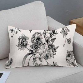 IBILIU Roses Tulips，Throw Pillow Covers Vintage Floral with Victorian Bouquet of Flowers on Garden Delphinium Petunia Pillow Case 12x20 Inches