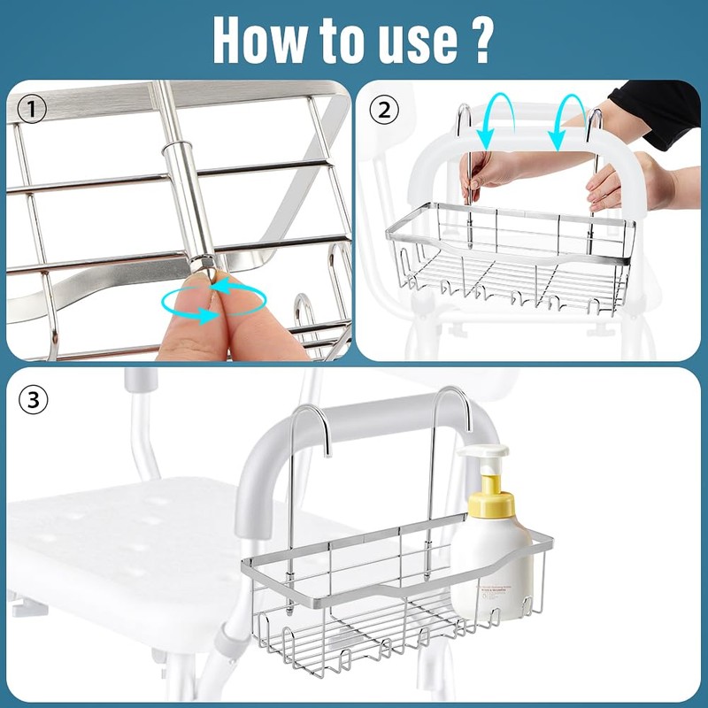 Velarionna Shower Caddy Hanging, Stainless Steel Showers Organizer Rack with